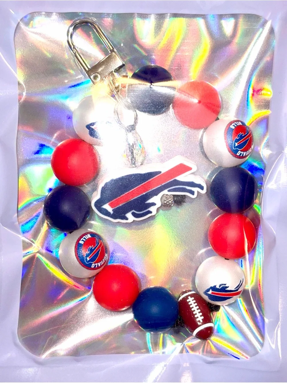 Handmade Buffalo Bills Wristlet / Keychain / Bag Charm